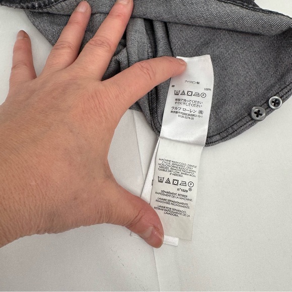 Polo Ralph Lauren Black Denim Button Up Shirt Women's Size 8 Cotton Slim Fit - Picture 10 of 13